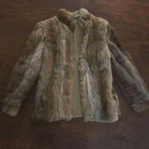 Genuine brown Rabbit fur jacket size M